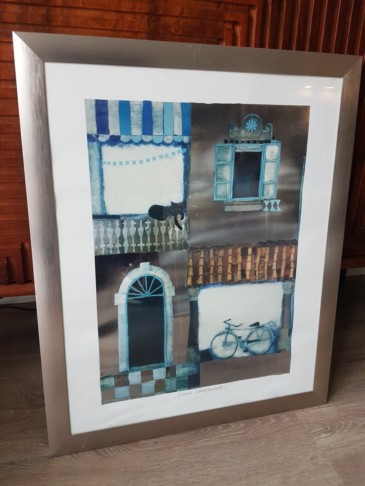 Rosina Wachtmeister - Collage met zilverfolie - Gesigneerd