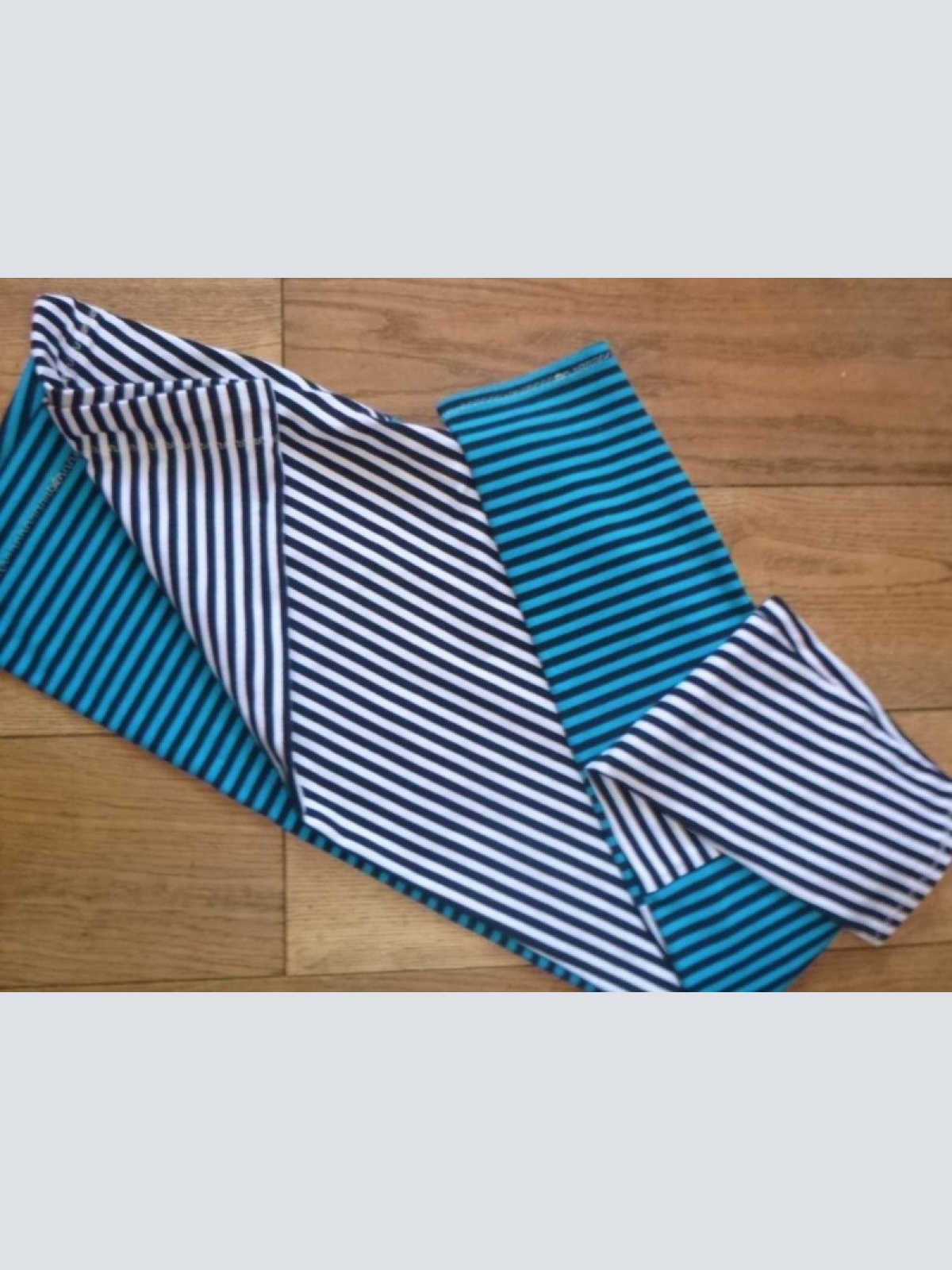 Bio Leggings gestreift türkis/weiß/schwarz Hüftleggings Einheitsgröße