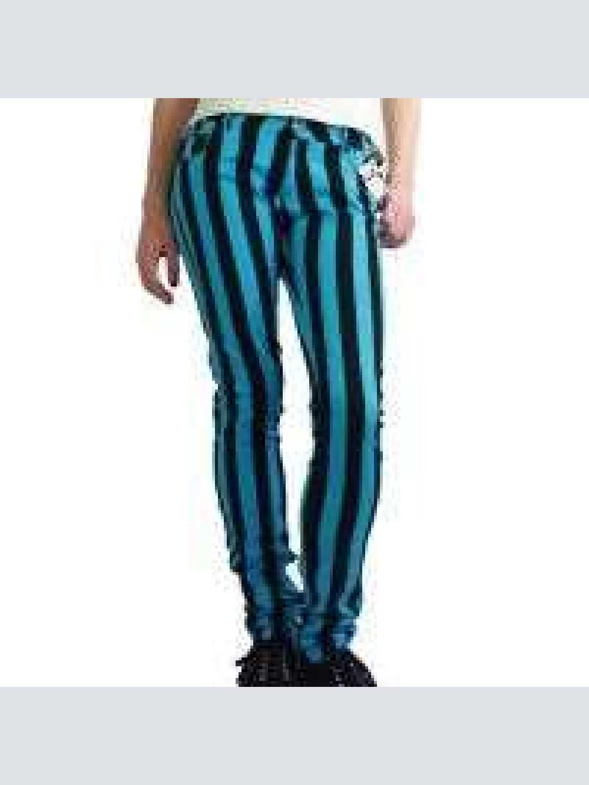 Jeans Punk/ Rock gestreifte aqua/ schwarz