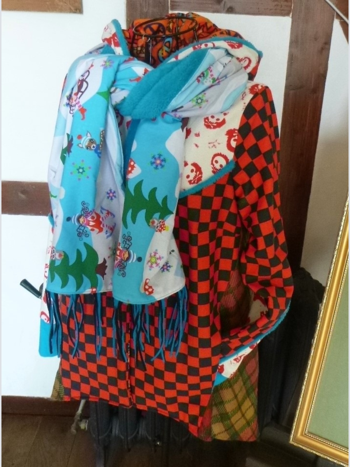 Oversize Jeacke Punk Sculls rot/schwarz kariert