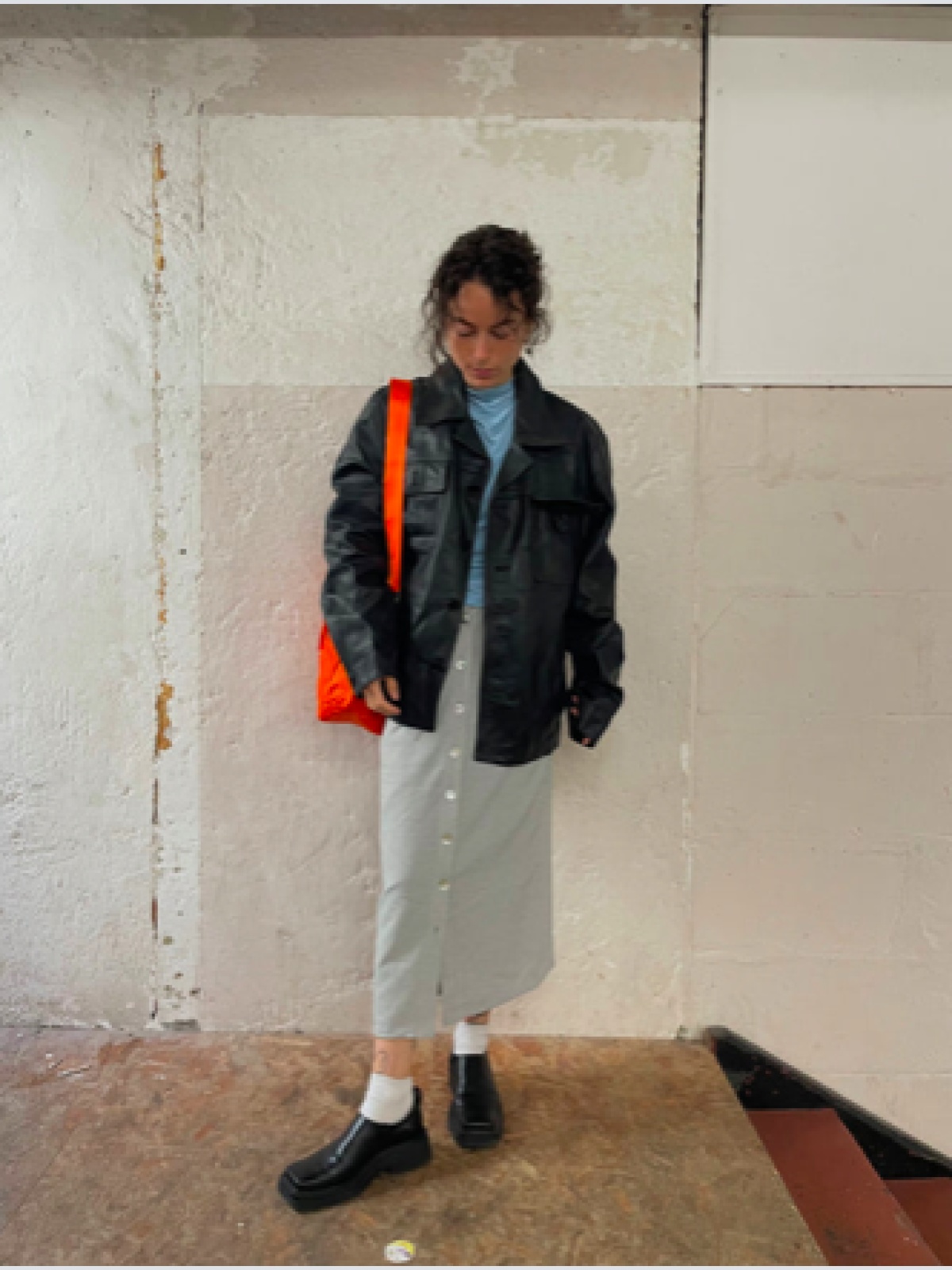 Vintage Lederjacke L Damen Frühling Echt Leder schwarz kombinierbar made in Italy