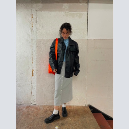 Vintage Lederjacke L Damen Frühling Echt Leder schwarz kombinierbar made in Italy