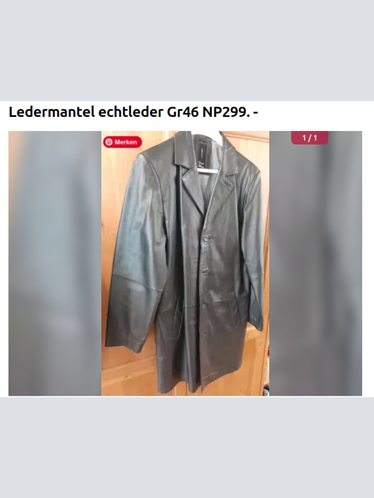Ledermantel echtleder Gr46 NP299. -