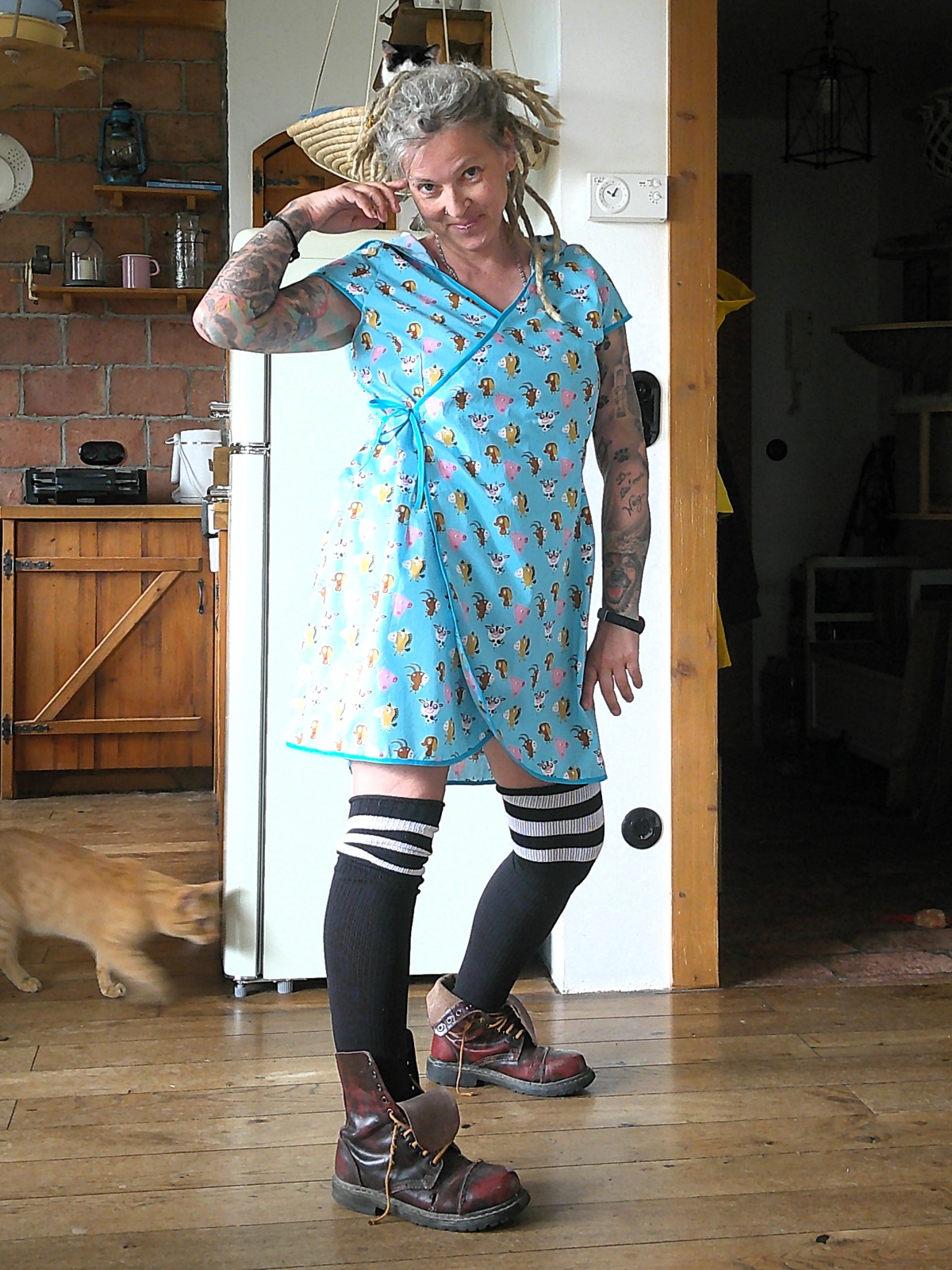 Wickelkleid Bauernhoftiere Ethno Hippie Alternativ Mode Einheitsgröße