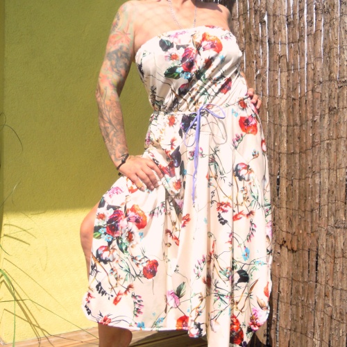 Elfen Zipfelkleid Bandeaukleid Blumen Einheitsgröße