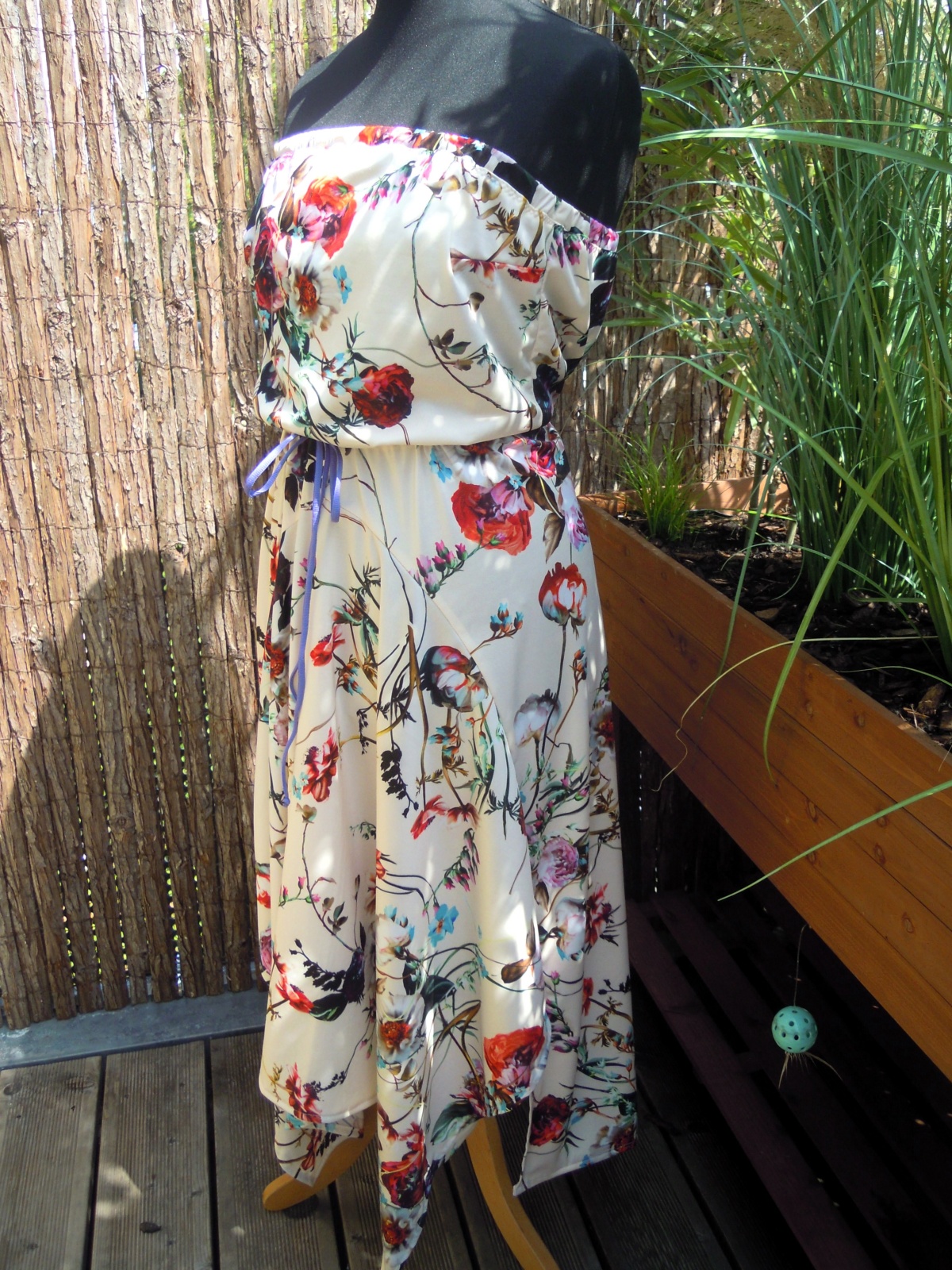 Elfen Zipfelkleid Bandeaukleid Blumen Einheitsgröße