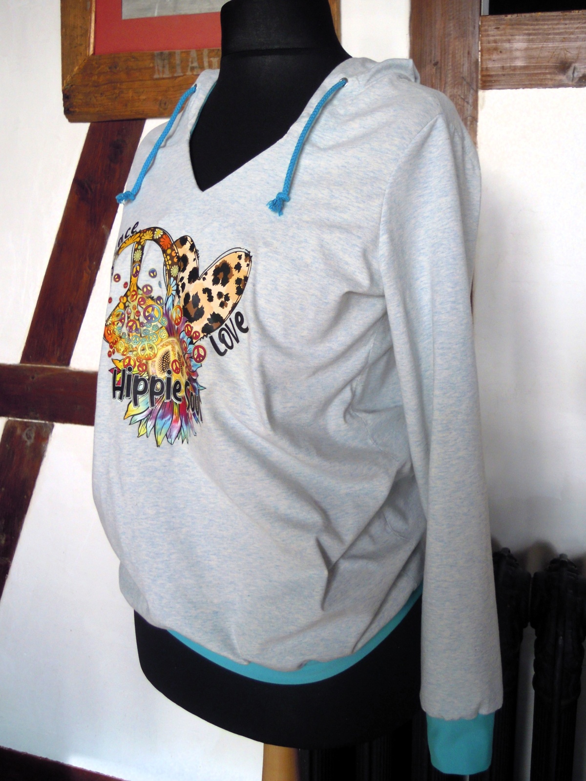 Bio Hoodie Langarm Shirt Peace&Love