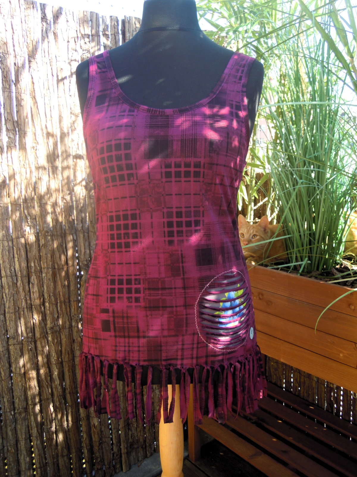 Ethno Hippie Shirt mit Fransen und Blind Applikation