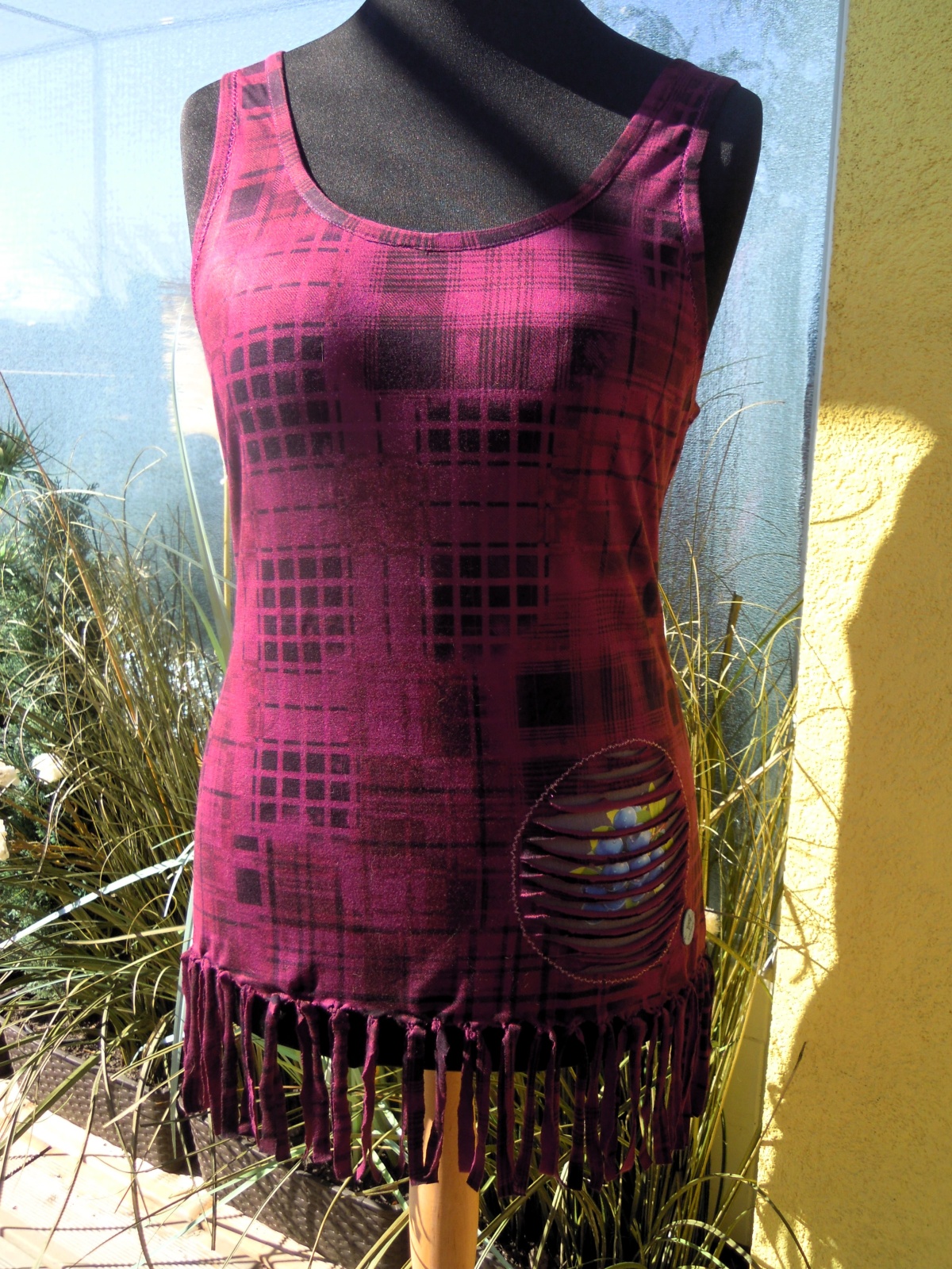 Ethno Hippie Shirt mit Fransen und Blind Applikation