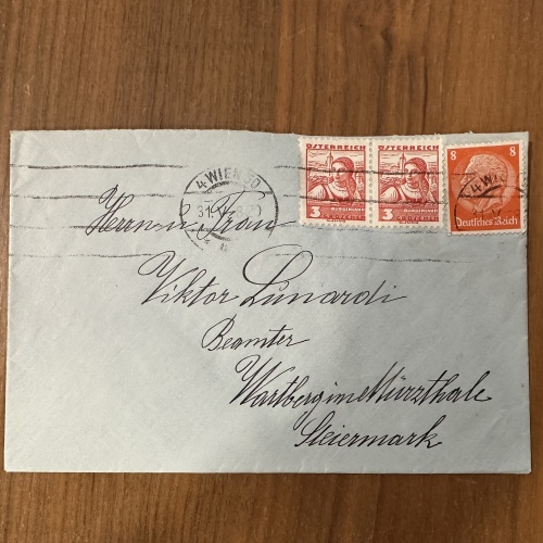 Mischbrief-Kuvert von 1938