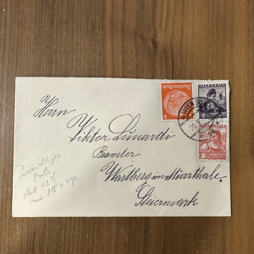 Kleines Mischbrief-Kuvert von 1938