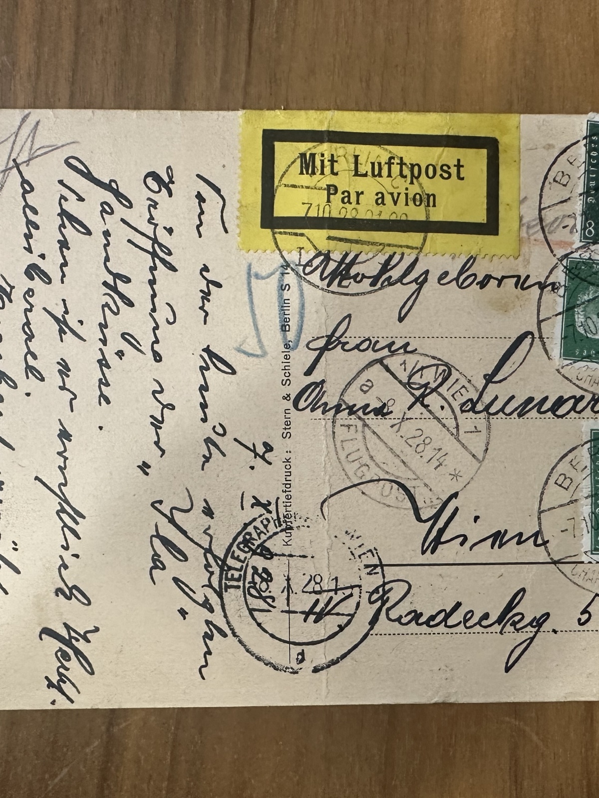 AK offizielle Postkarte der "ILA" - per Luftpost 1928