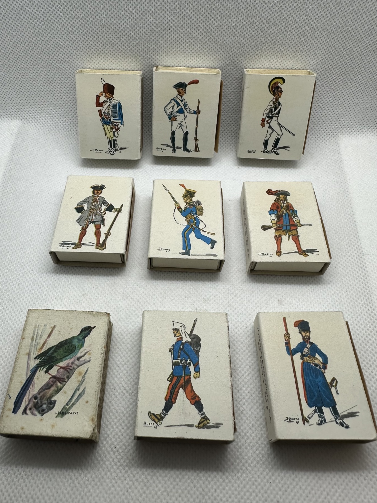 9 Stk. antike spanische Streichholzschachteln Fa. Fosforera