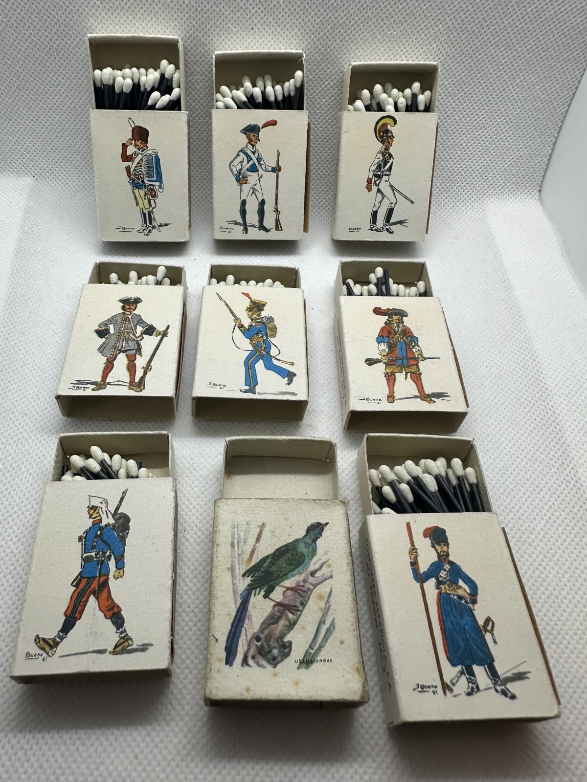 9 Stk. antike spanische Streichholzschachteln Fa. Fosforera