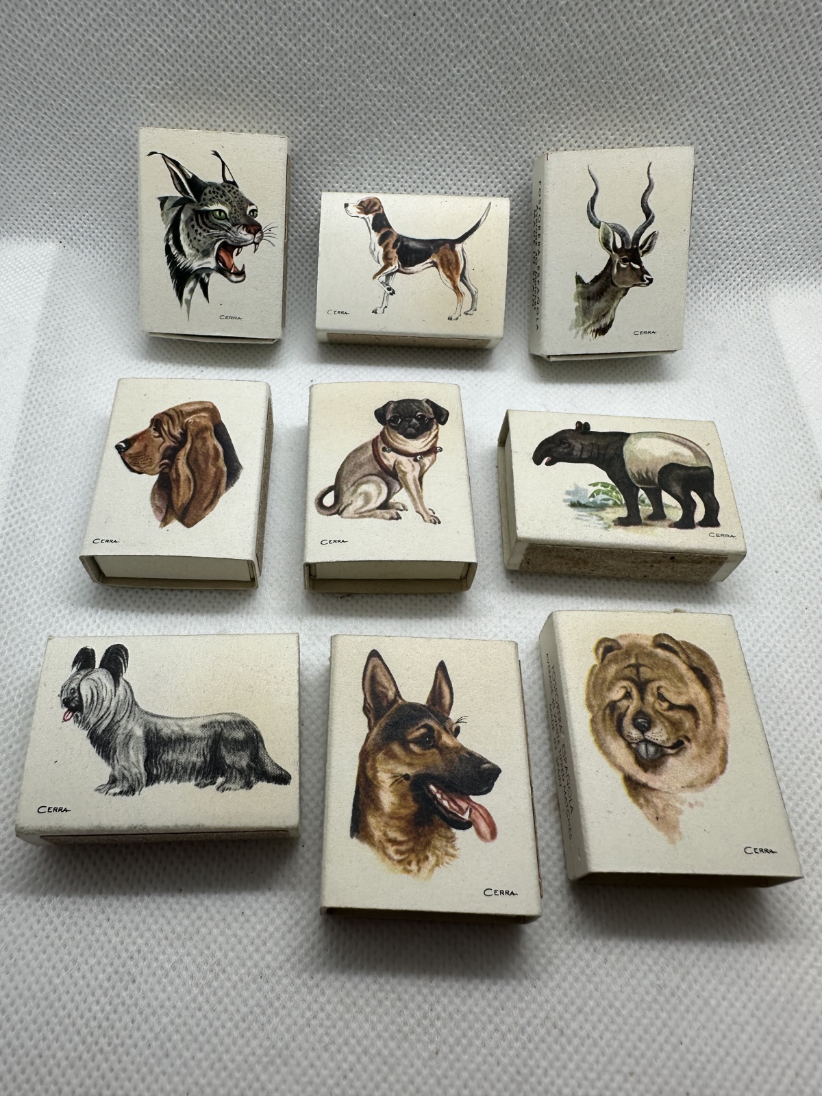 9 Stk. antike spanische Streichholzschachteln Fa. Fosforera