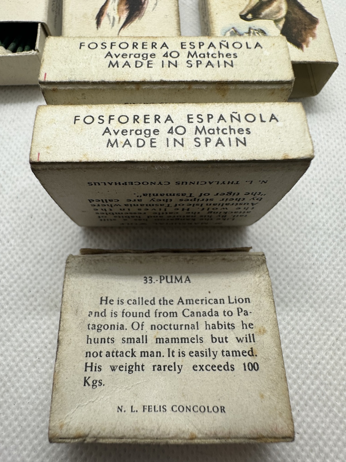 10 Stk. antike spanische Streichholzschachteln Fa. Fosforera