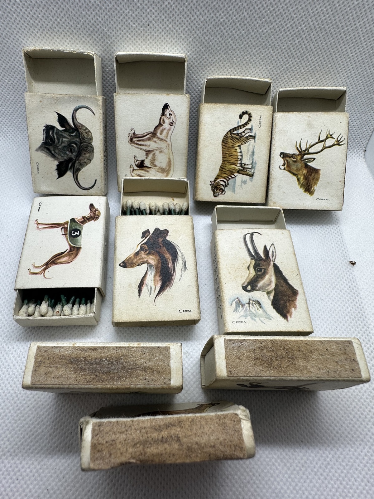 10 Stk. antike spanische Streichholzschachteln Fa. Fosforera