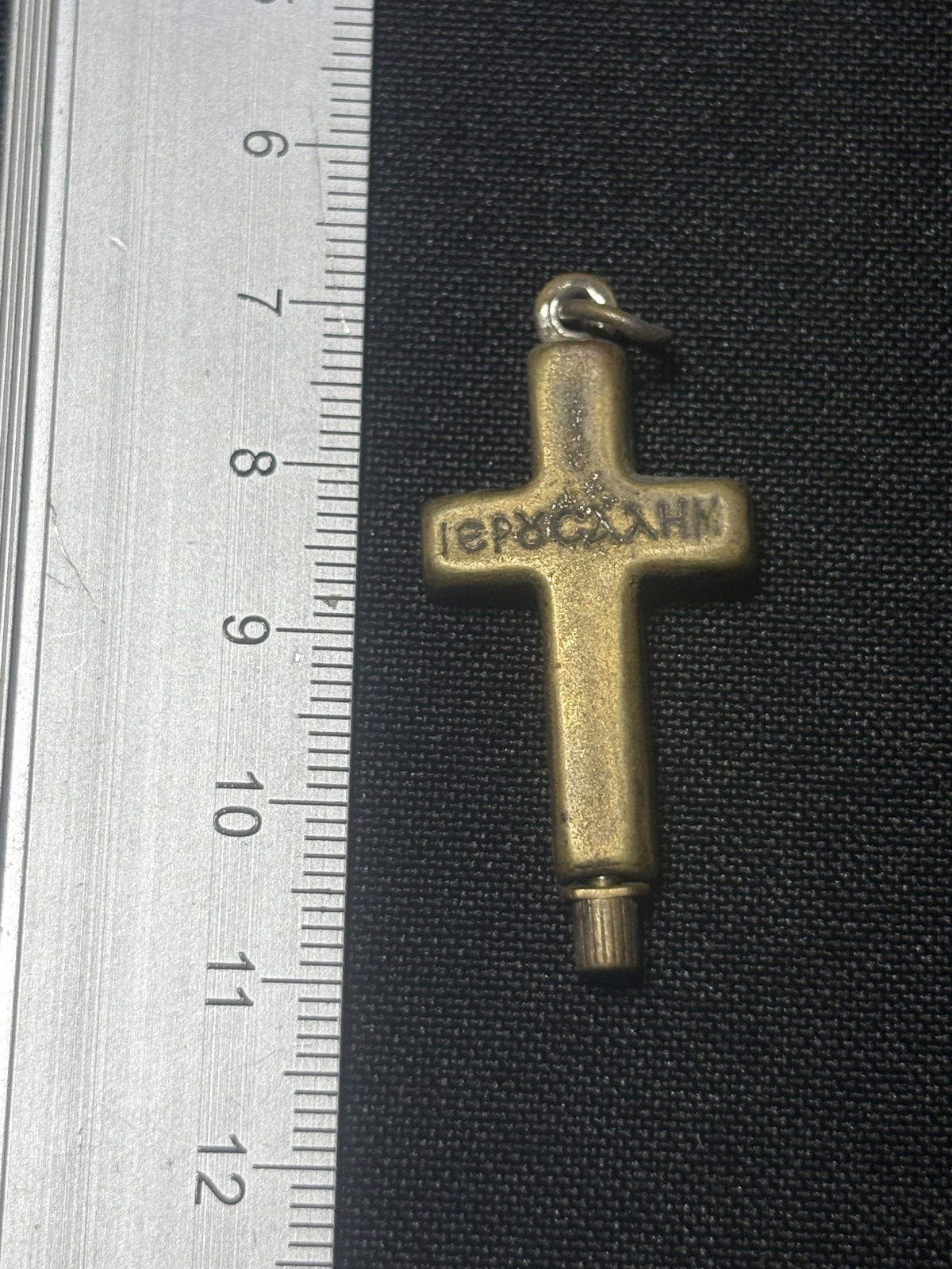 Antik Messing Catholic Kreuz reliquary