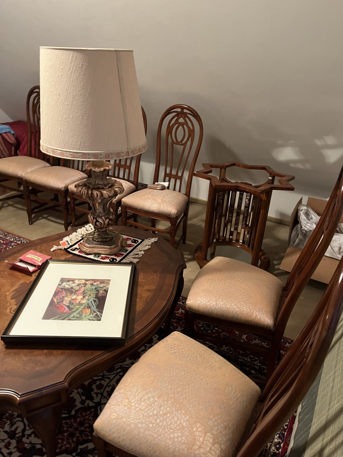 Esstisch mit Glasplatte - rund inkl. 6 Sessel (2)