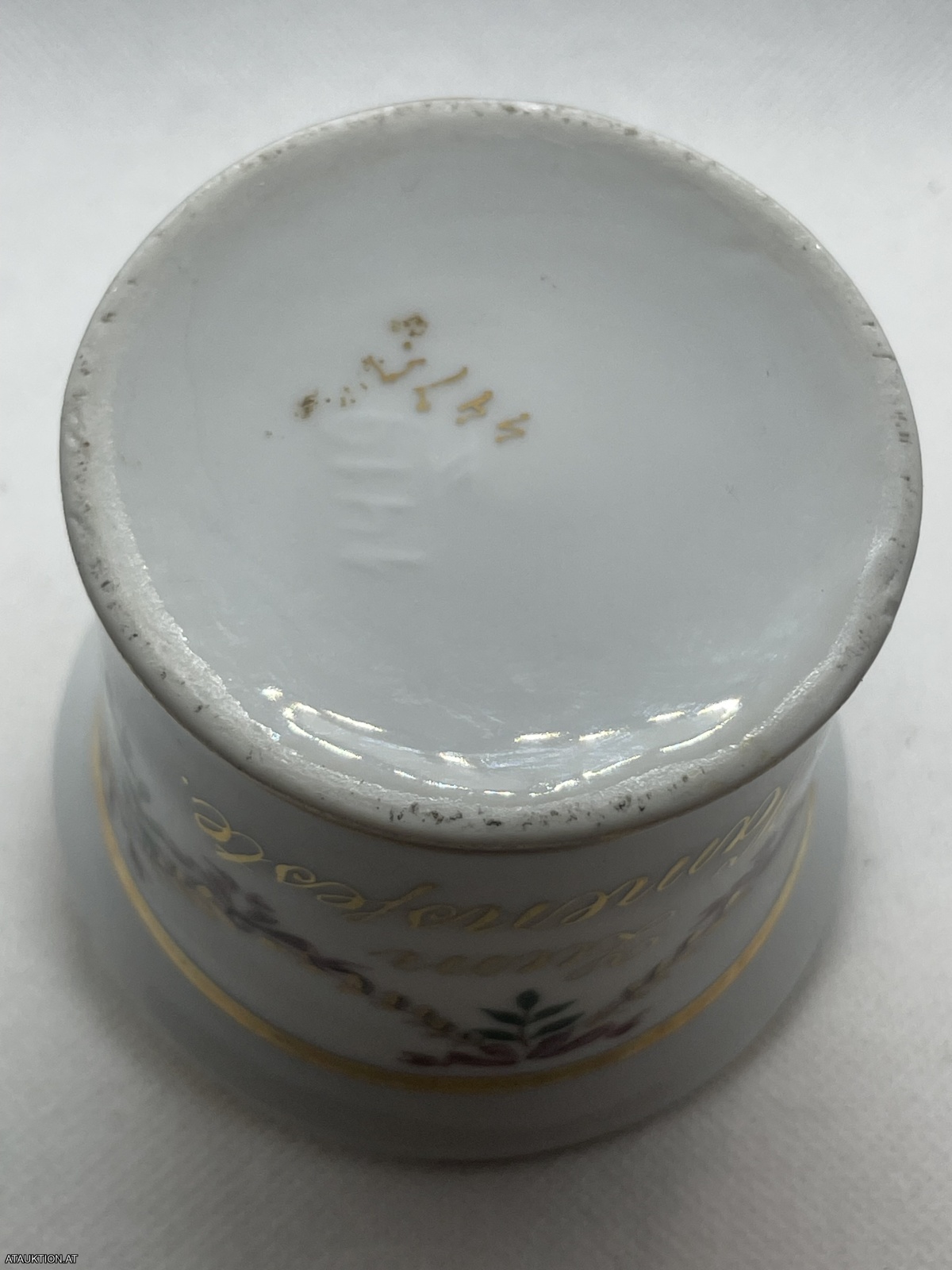 Antikes Häferl "Zum Namensfeste" Goldverzierung