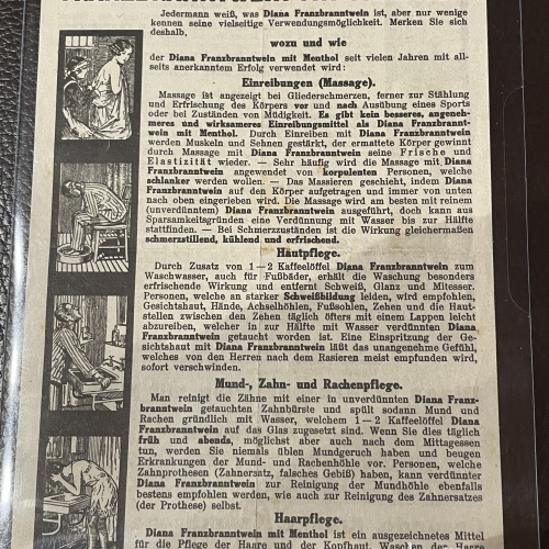 Alte Werbung Diana Franzbranntwein