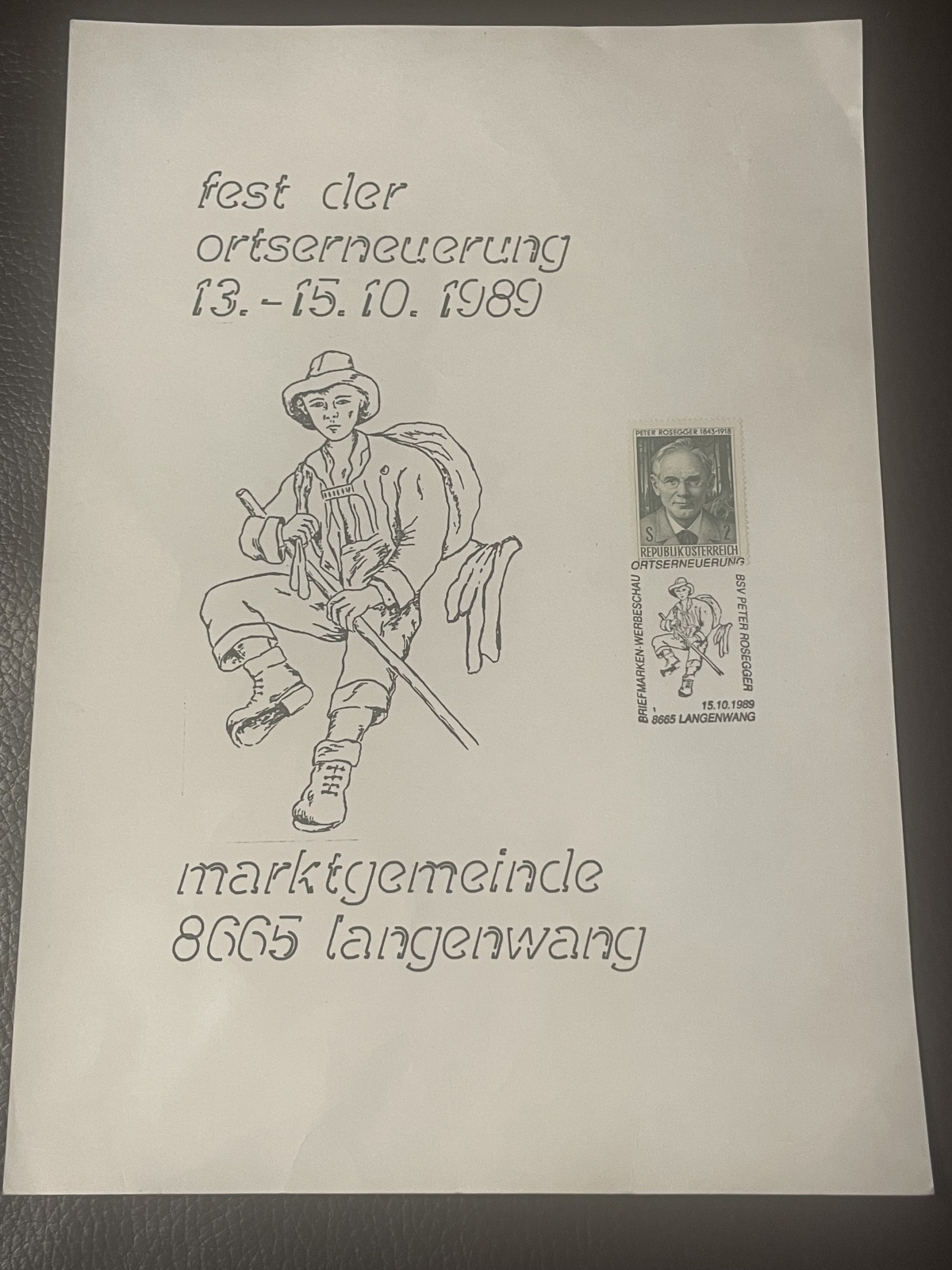 Sondermarke Peter Rossegger 1989