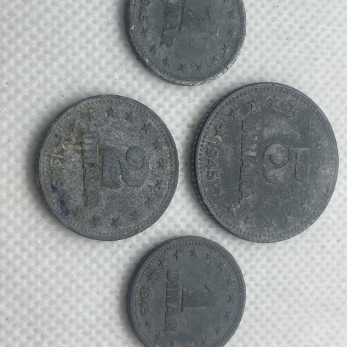 4 alte jugoslawische Münzen von 1945