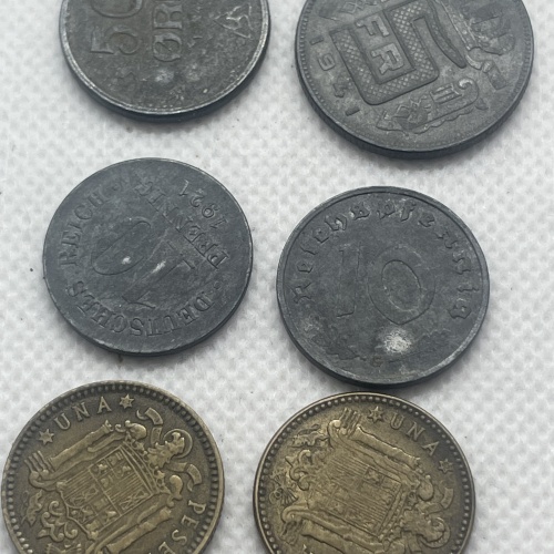 6 versch. alte Münzen 1921, 1942, 1955, 1963