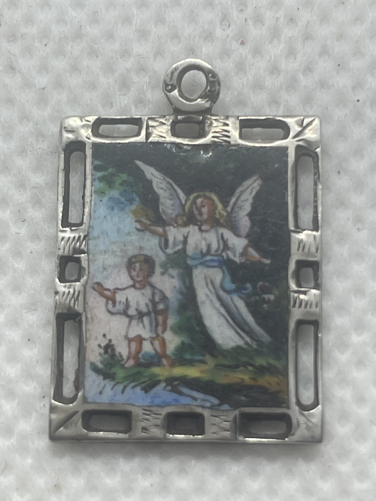 Vintage religiöser Schutzengerl Anhänger für Kette