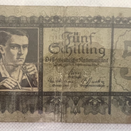 Fünf Schilling Geldschein 1945 - selten!
