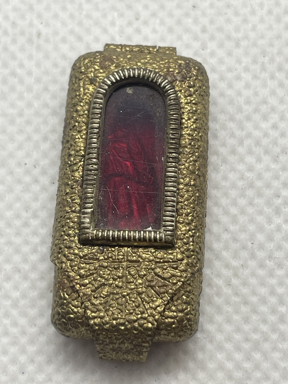 Antike religiöse Taschenschrein - Madonna in Metallminiaturbox