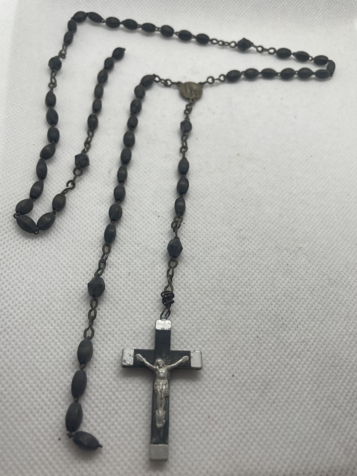 Antiker schwarzer französischer Rosenkranz