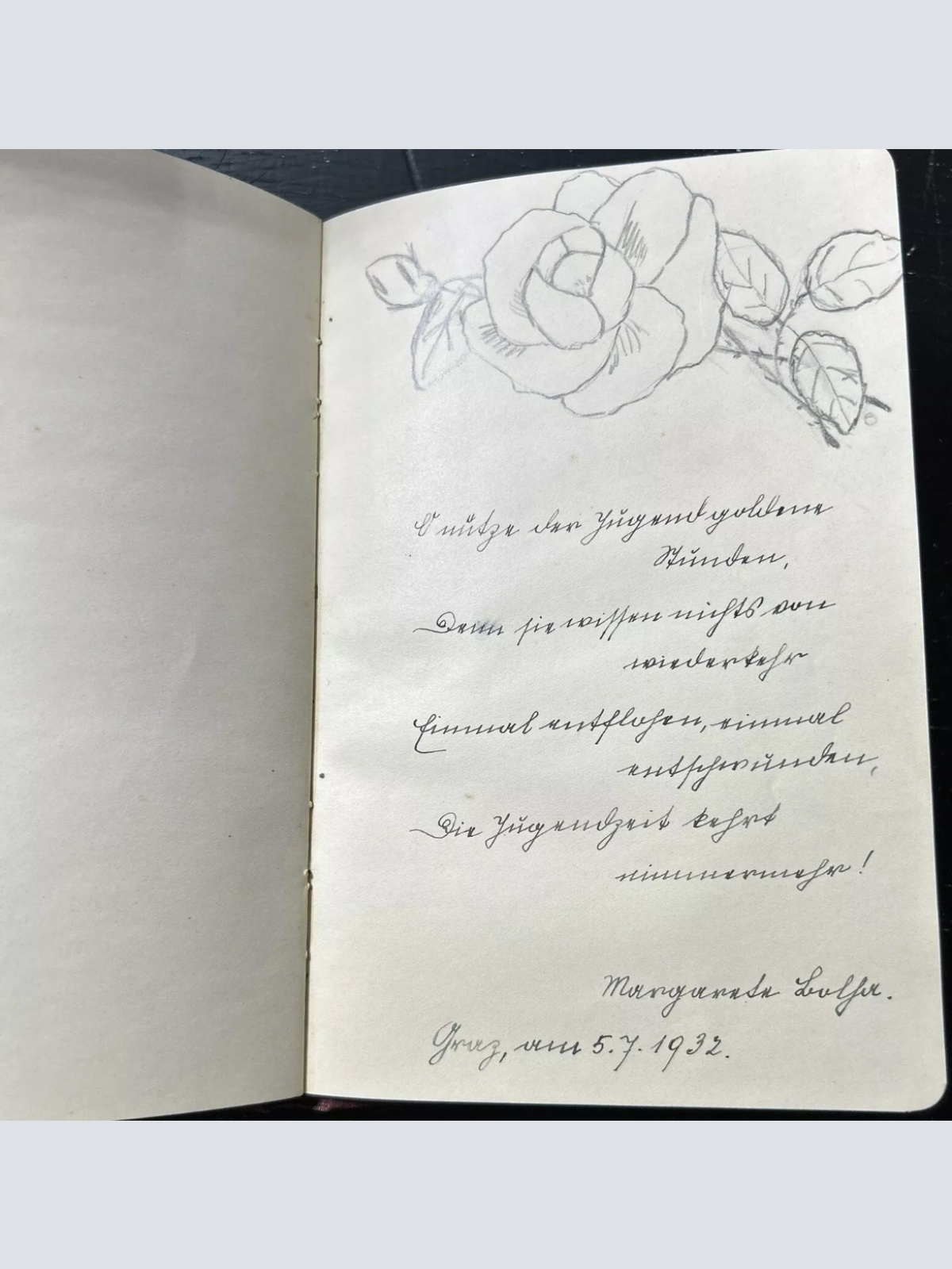 1930“ Persönliches Tagebuch der österreichischen Dichterin und Malerin mit Gedichten und Zeichnungen