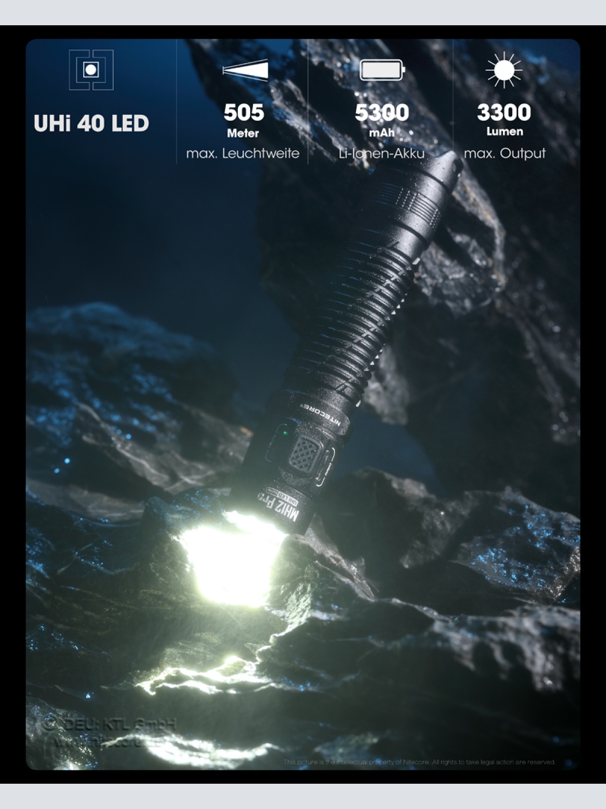 Taschenlampe Nitecore MH12 Pro - 3300 Lumen, UHi 40 LED