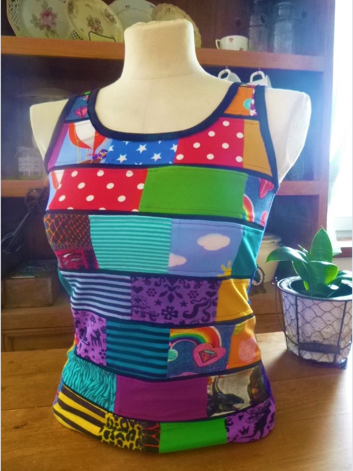 Patchwork Trägershirt Top Shirt Hippie Alternativ Mode