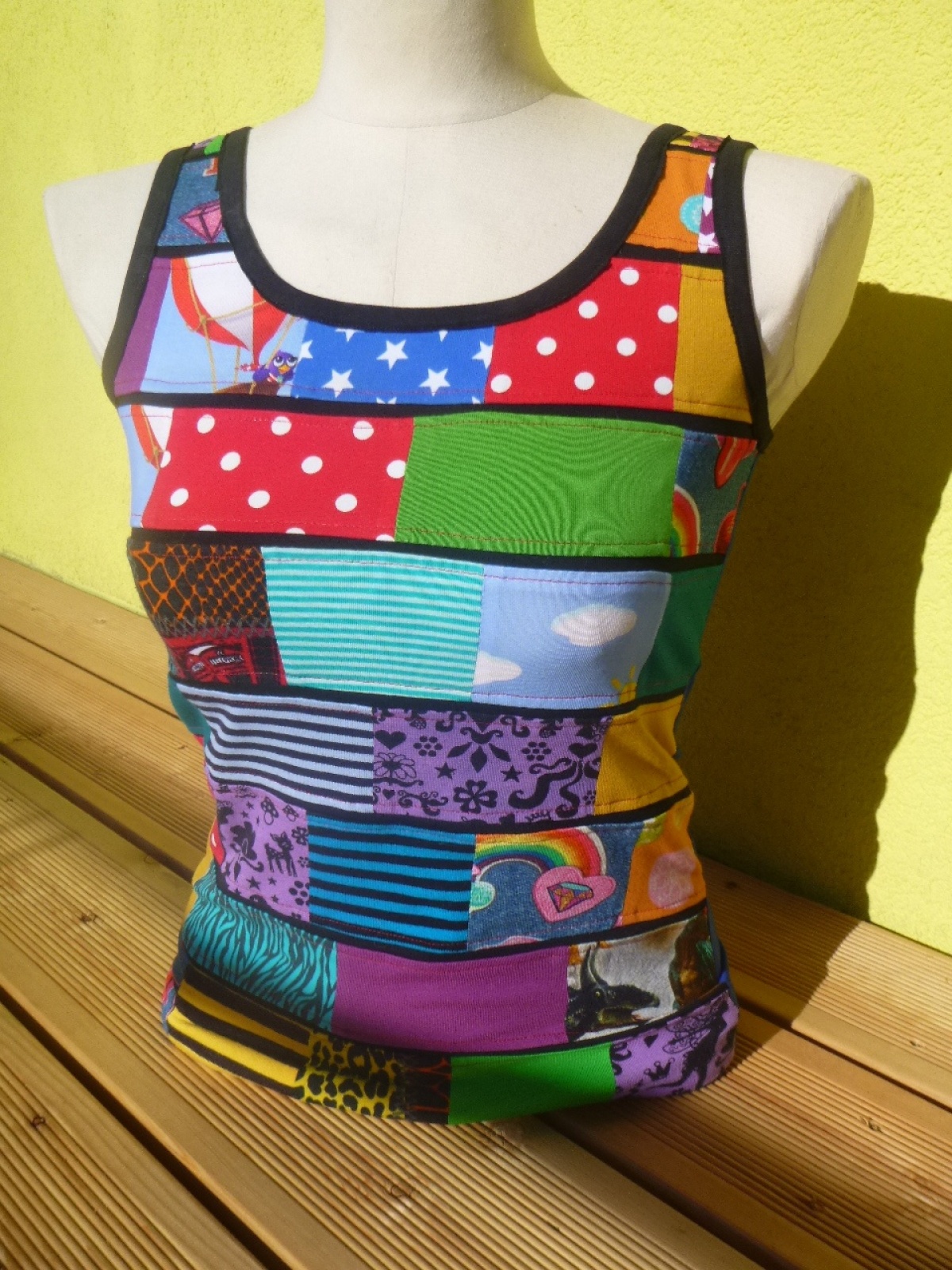 Patchwork Trägershirt Top Shirt Hippie Alternativ Mode