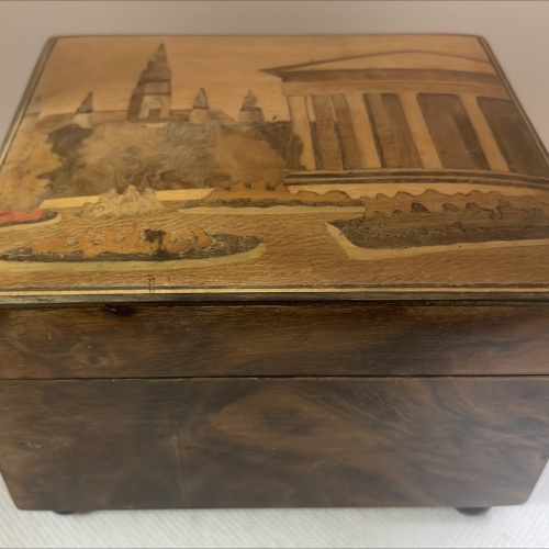 Antike Holz-Spielschatulle