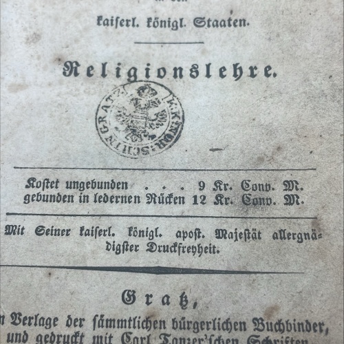 Antikes Lesebuch Religionslehre Graz 1844