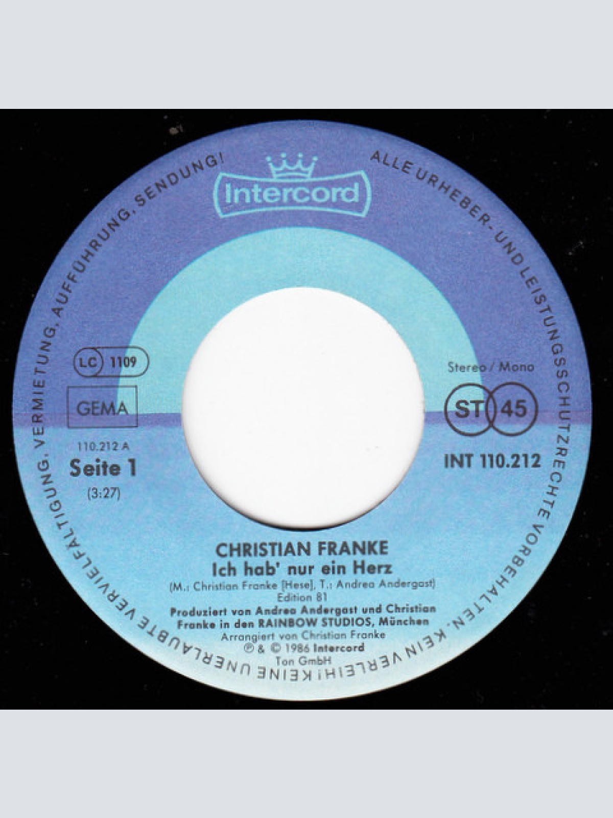 Vinyl / Christian Franke - Ich Hab' Nur Ein Herz
