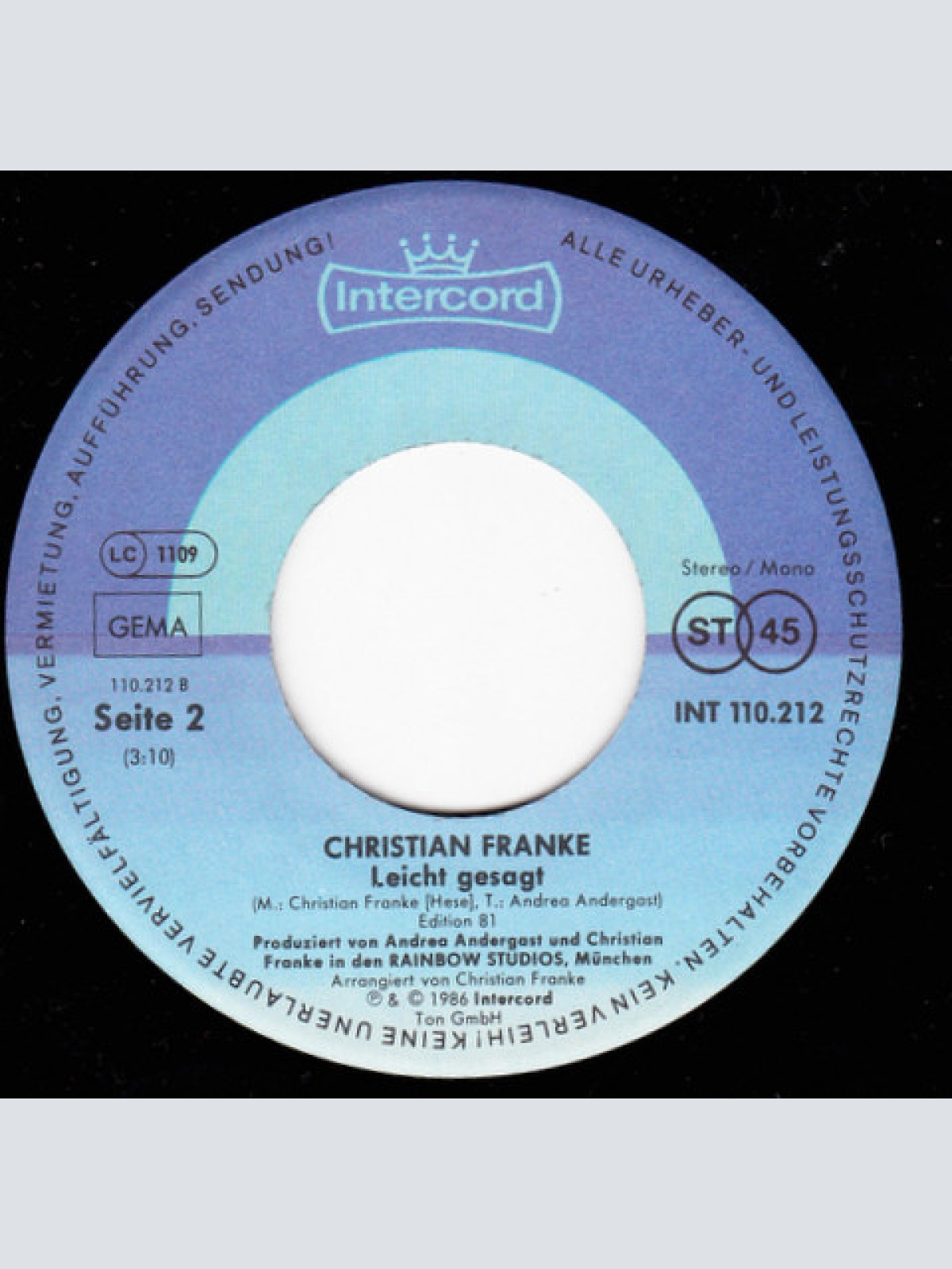 Vinyl / Christian Franke - Ich Hab' Nur Ein Herz