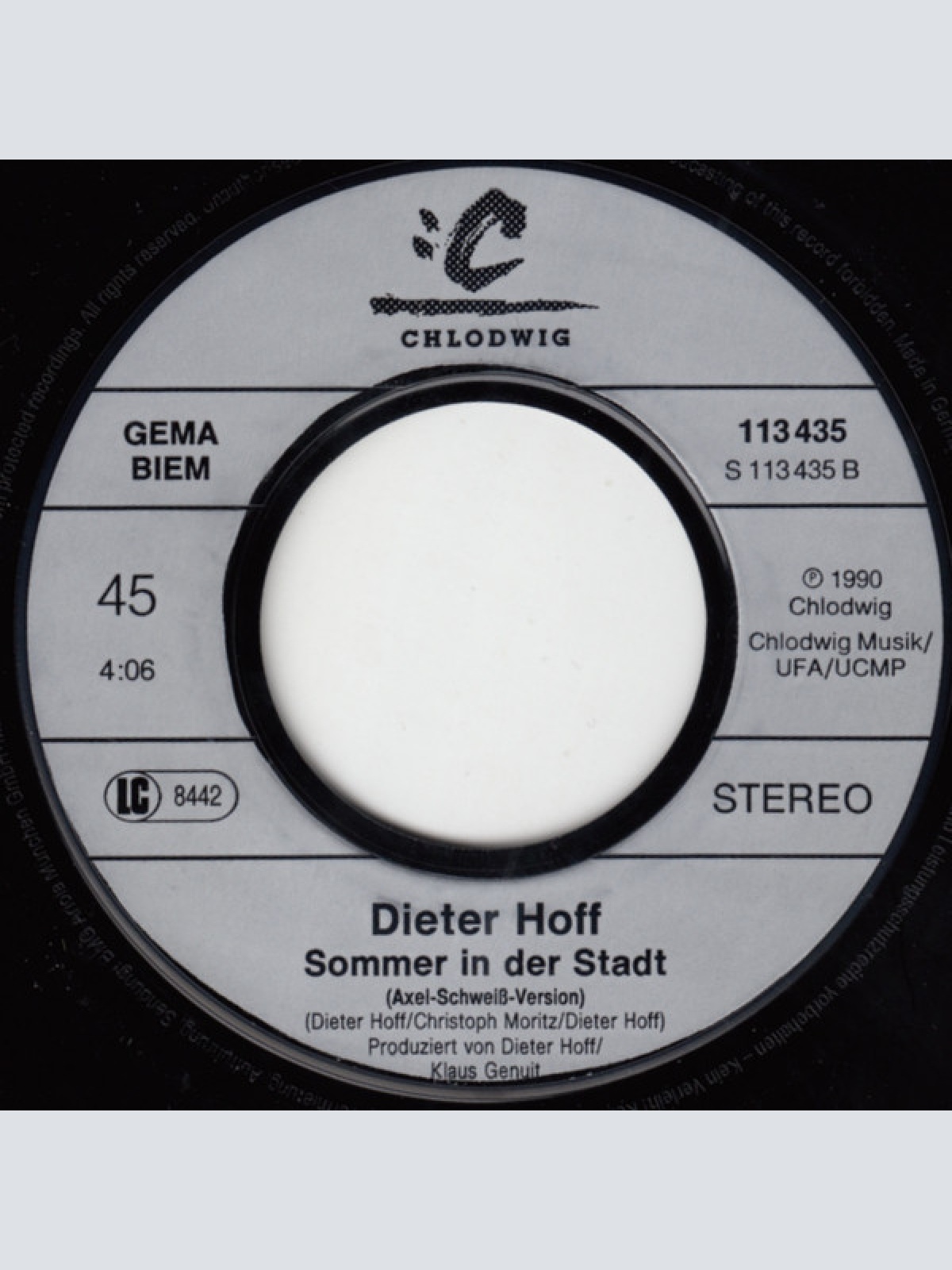Vinyl / Dieter Hoff - Sommer In Der Stadt (Deo - Version)