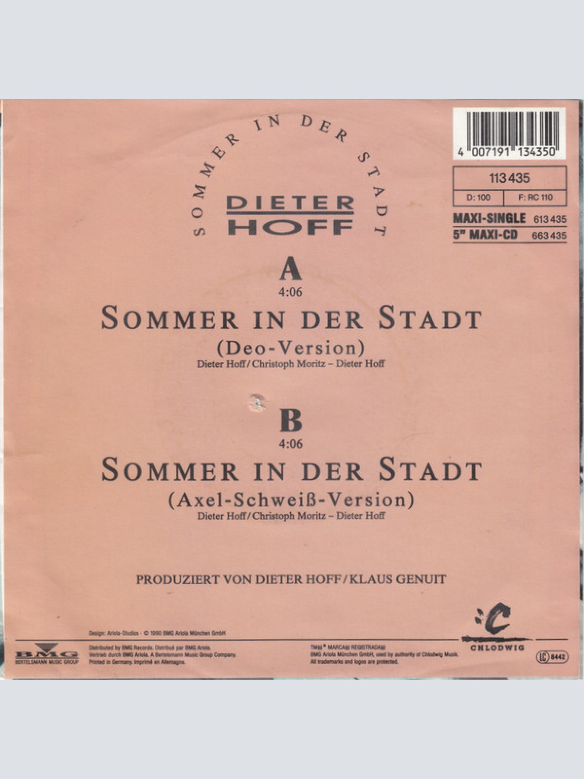 Vinyl / Dieter Hoff - Sommer In Der Stadt (Deo - Version)