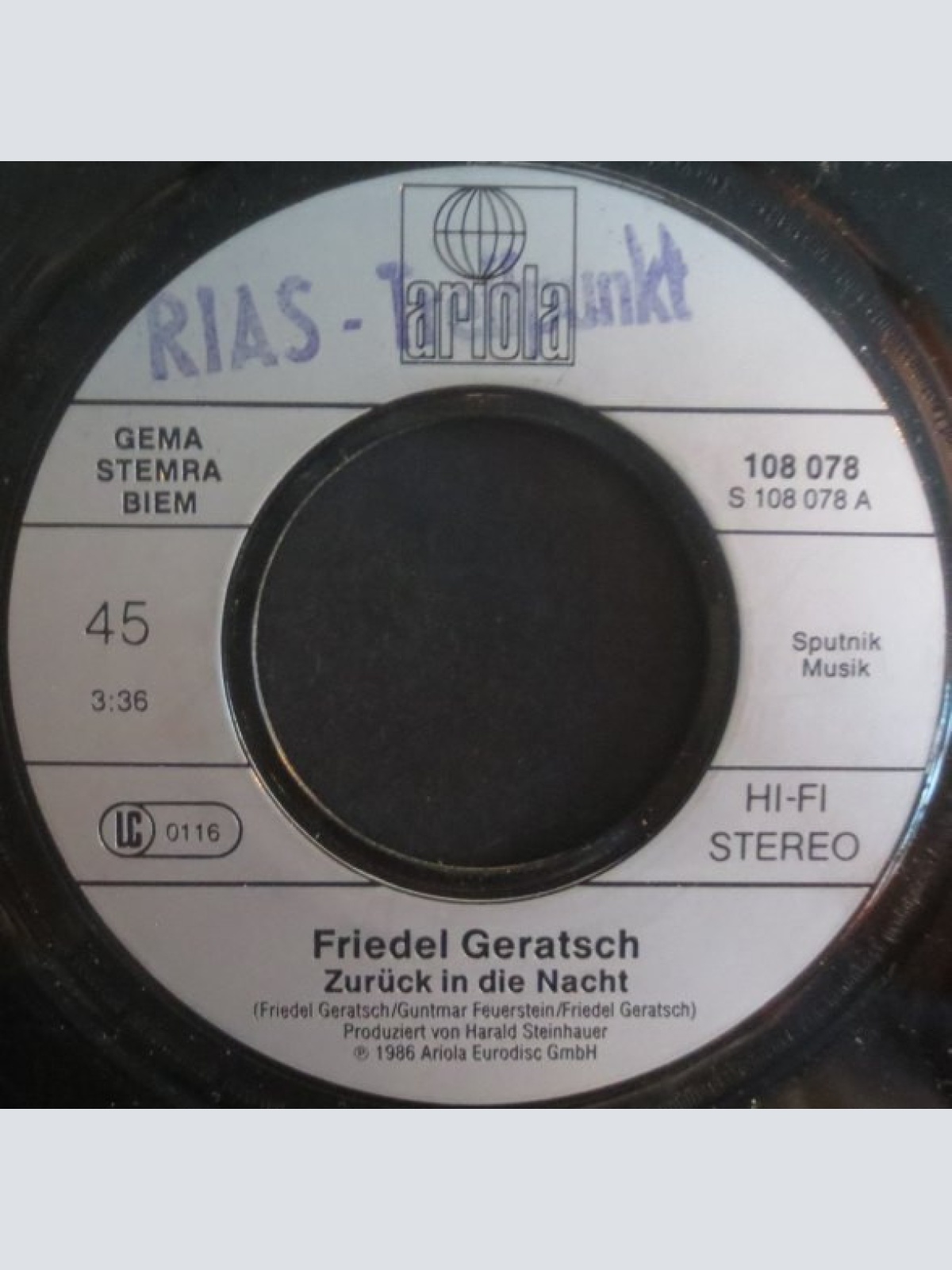 Vinyl / Friedel Geratsch - Zurück In Die Nacht