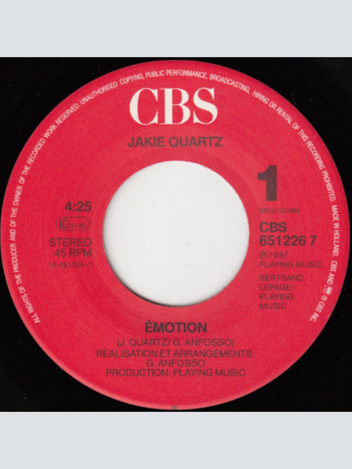 Vinyl / Jakie Quartz - Émotion (Le Jour Se Lève)
