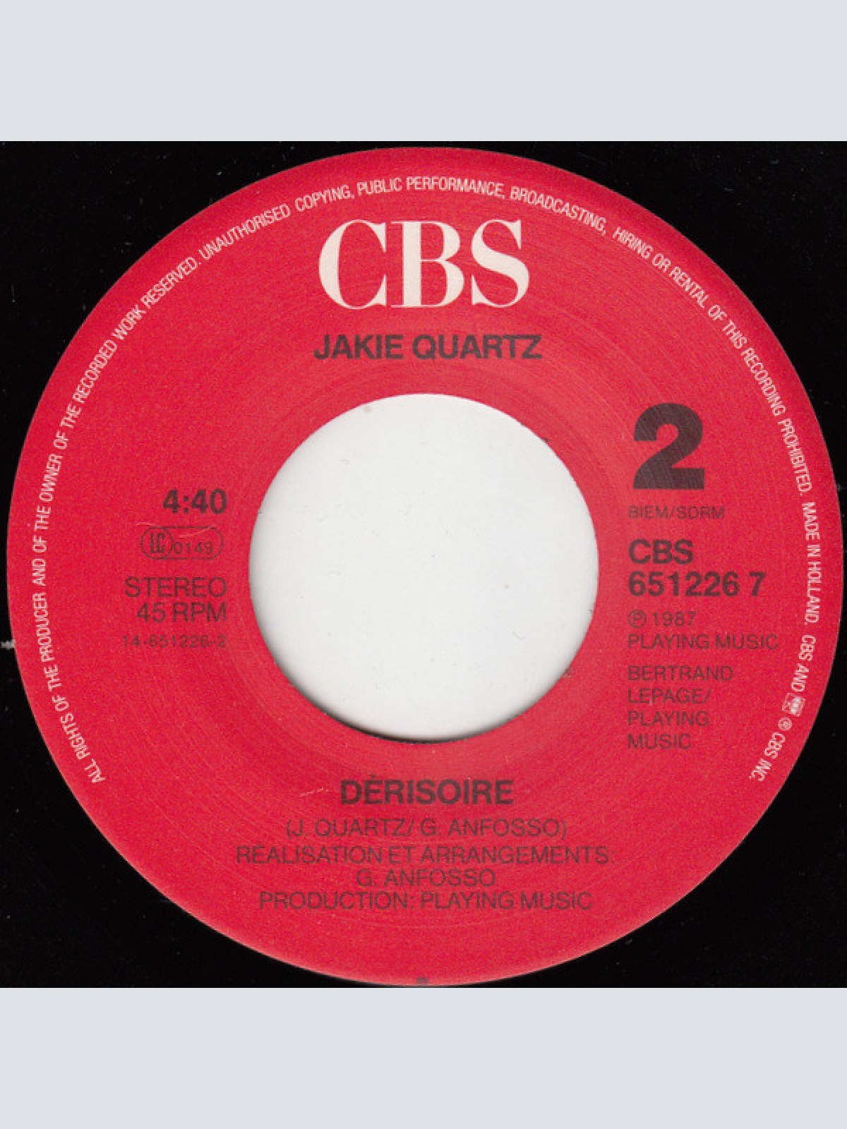 Vinyl / Jakie Quartz - Émotion (Le Jour Se Lève)