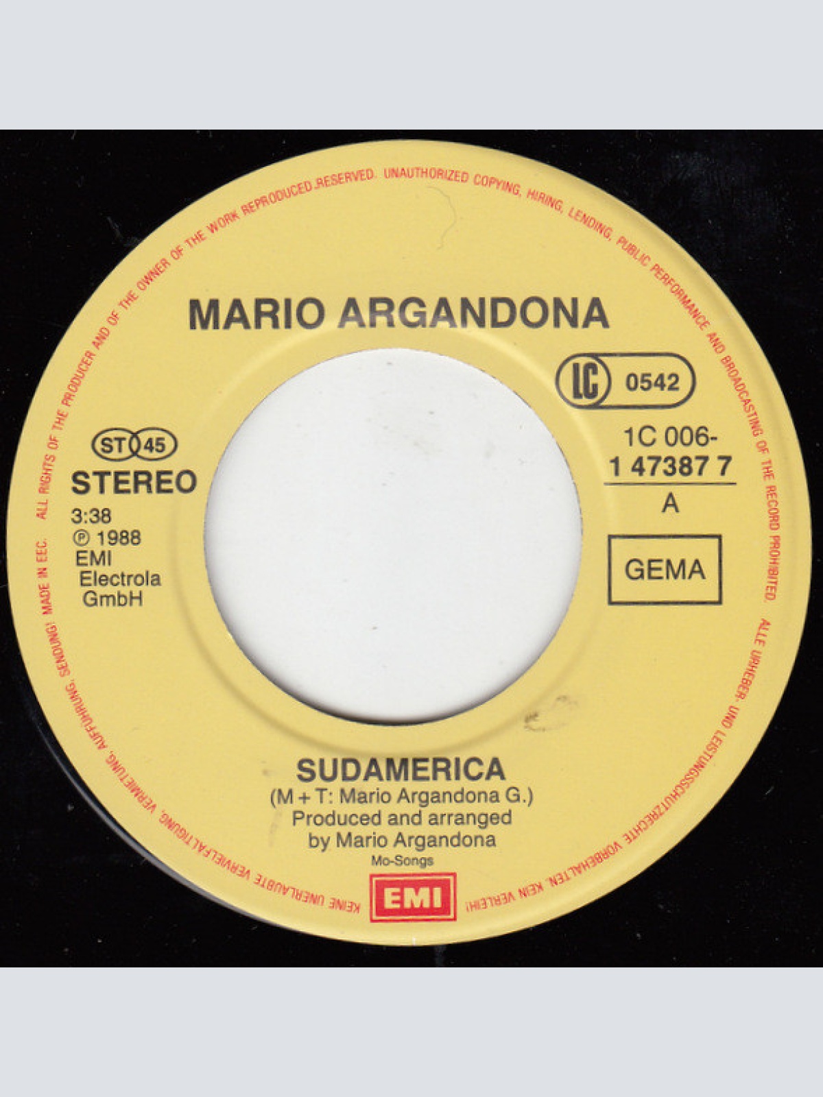 Vinyl / Mario Argandona* - Sudamerica