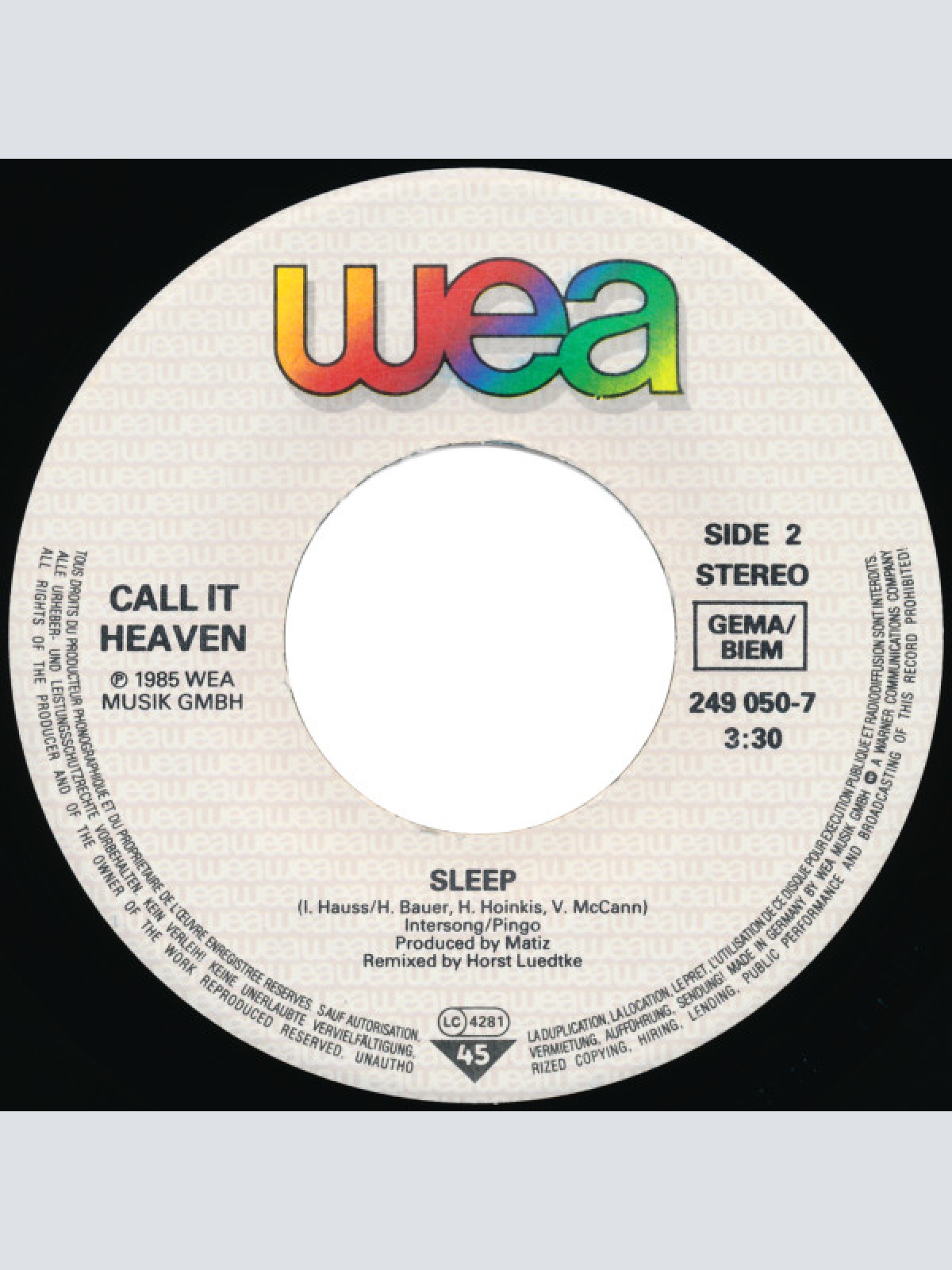 Vinyl / Call It Heaven - Feeling Like A Stranger