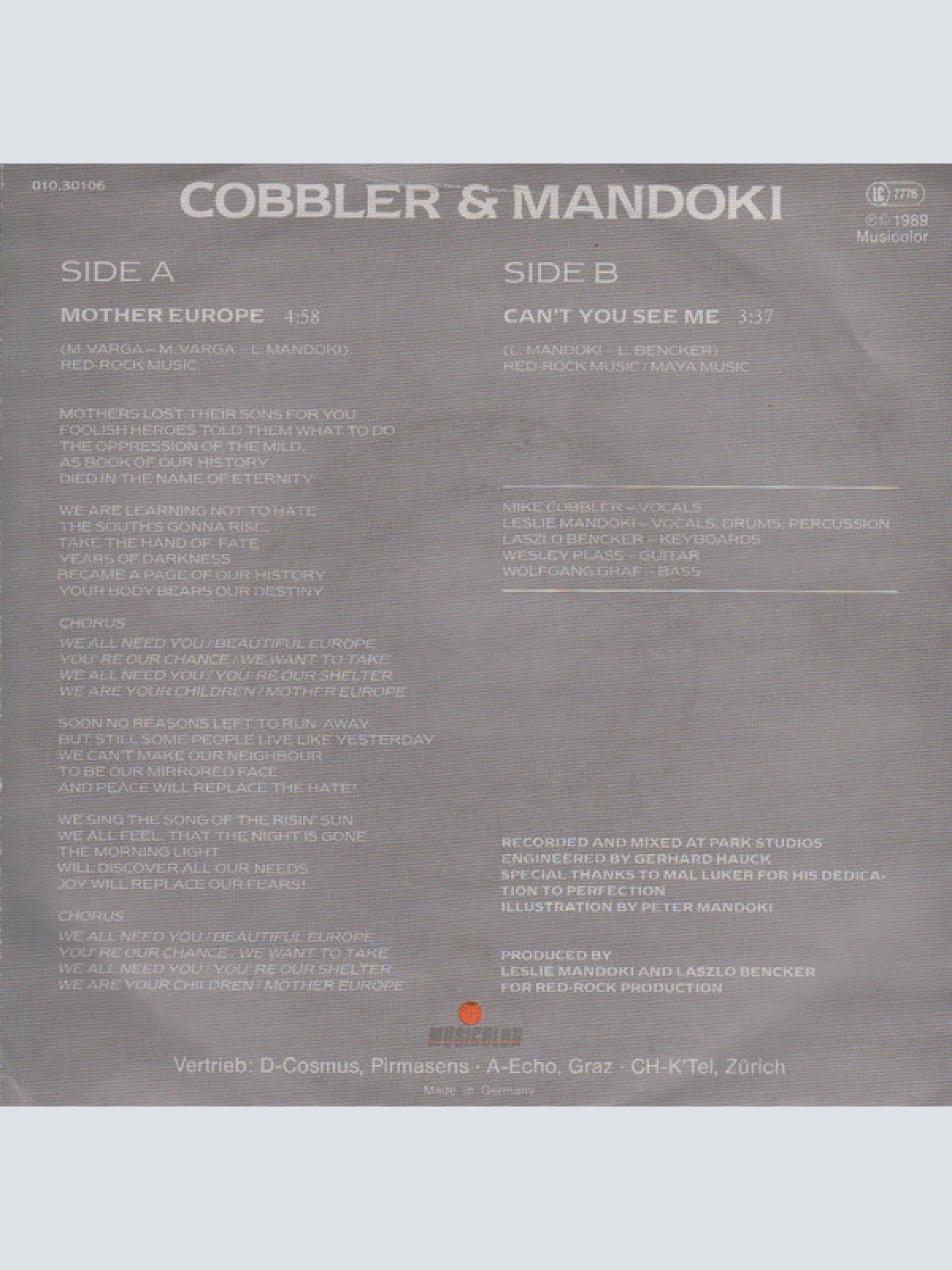 Vinyl / Cobbler* & Mandoki* - Mother Europe