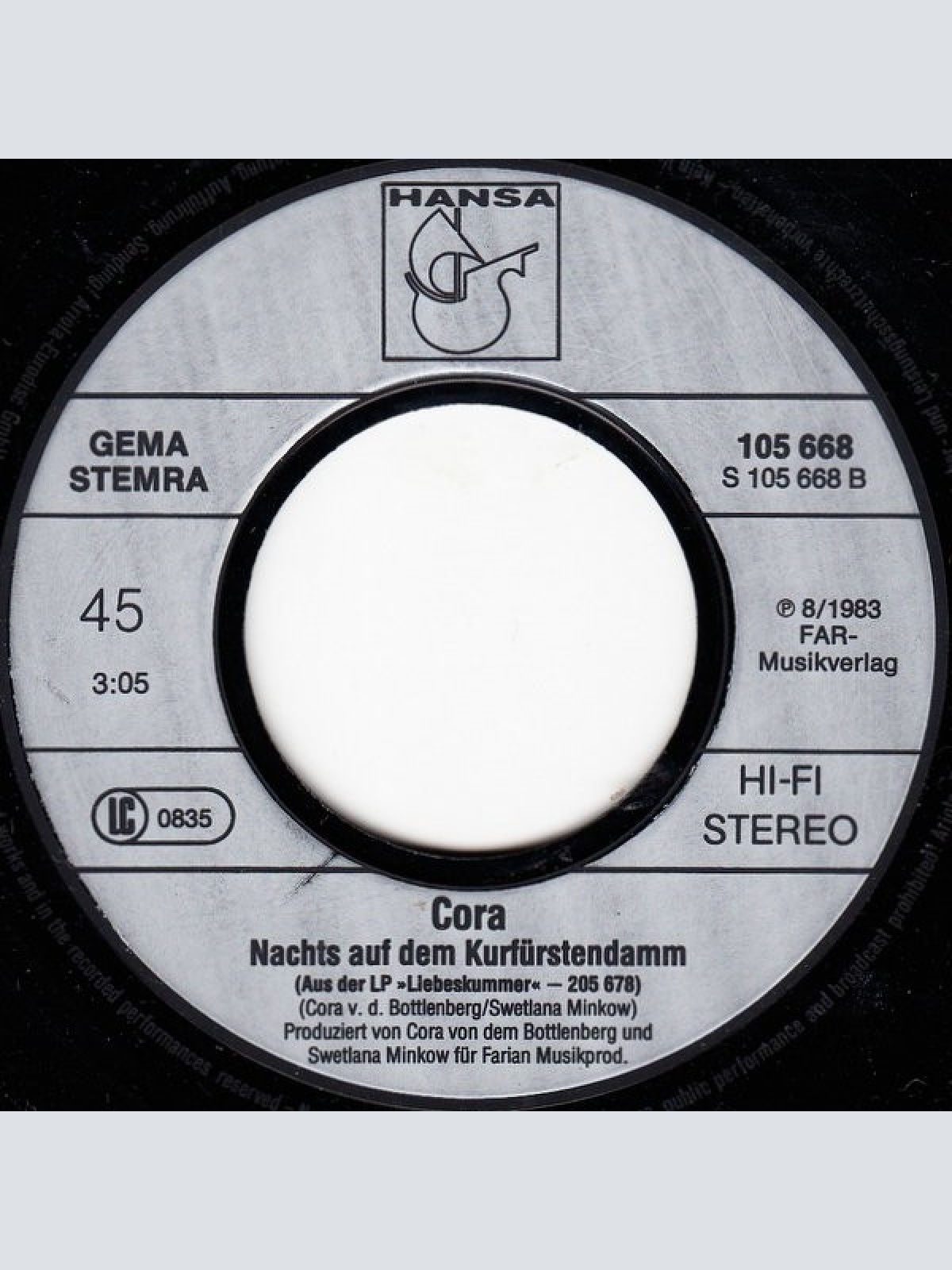 Vinyl / Cora - Istanbul (Da Sah Ich Deine Braunen Augen)