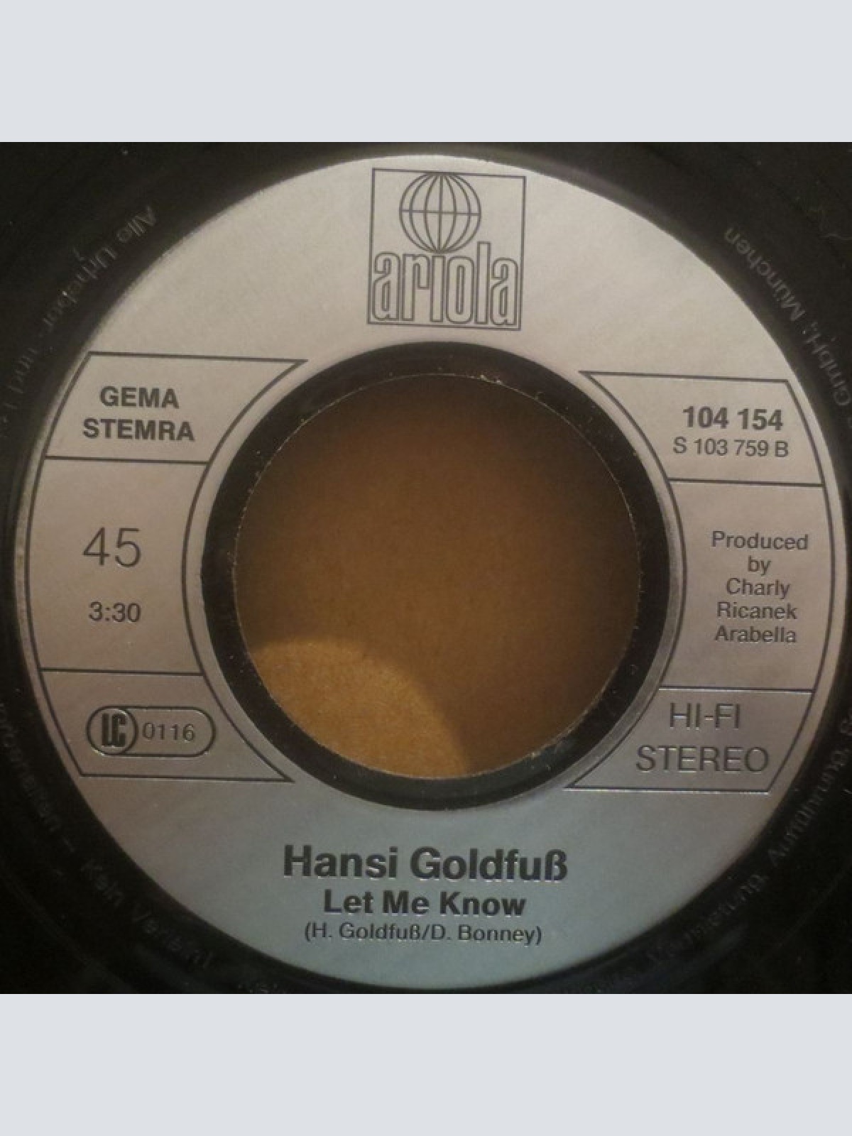 Vinyl / Hansi Goldfuß - It's The Way You Love / Let Me Know